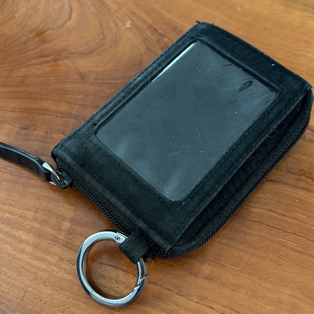 Vera Bradley Black Suede Zip Wallet with Key Ring